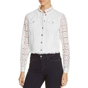 Elie Tahari White Crochet Jean Jacket Size M